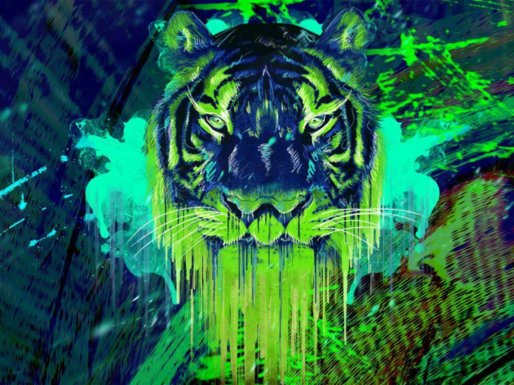 Wallpaper Lights Singer Description Of Green Neon Light Tiger