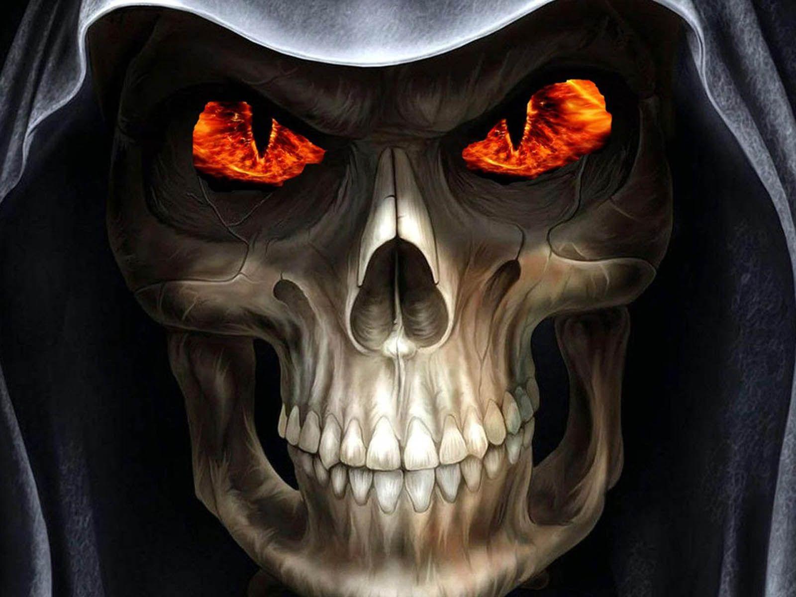 Skull with Fiery Eyes Wallpaper and Background Imagex1200