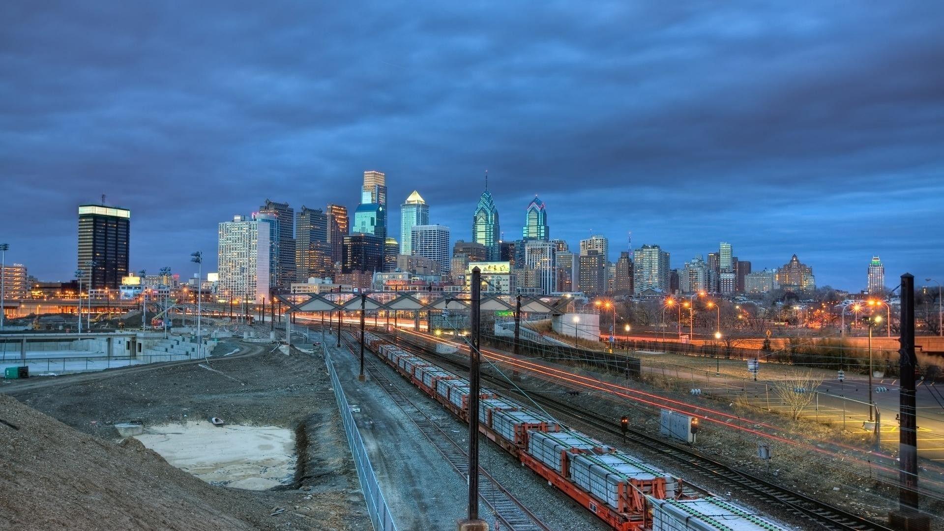 Philadelphia Tag wallpaper: Philadelphia Rain Lights Blvd City