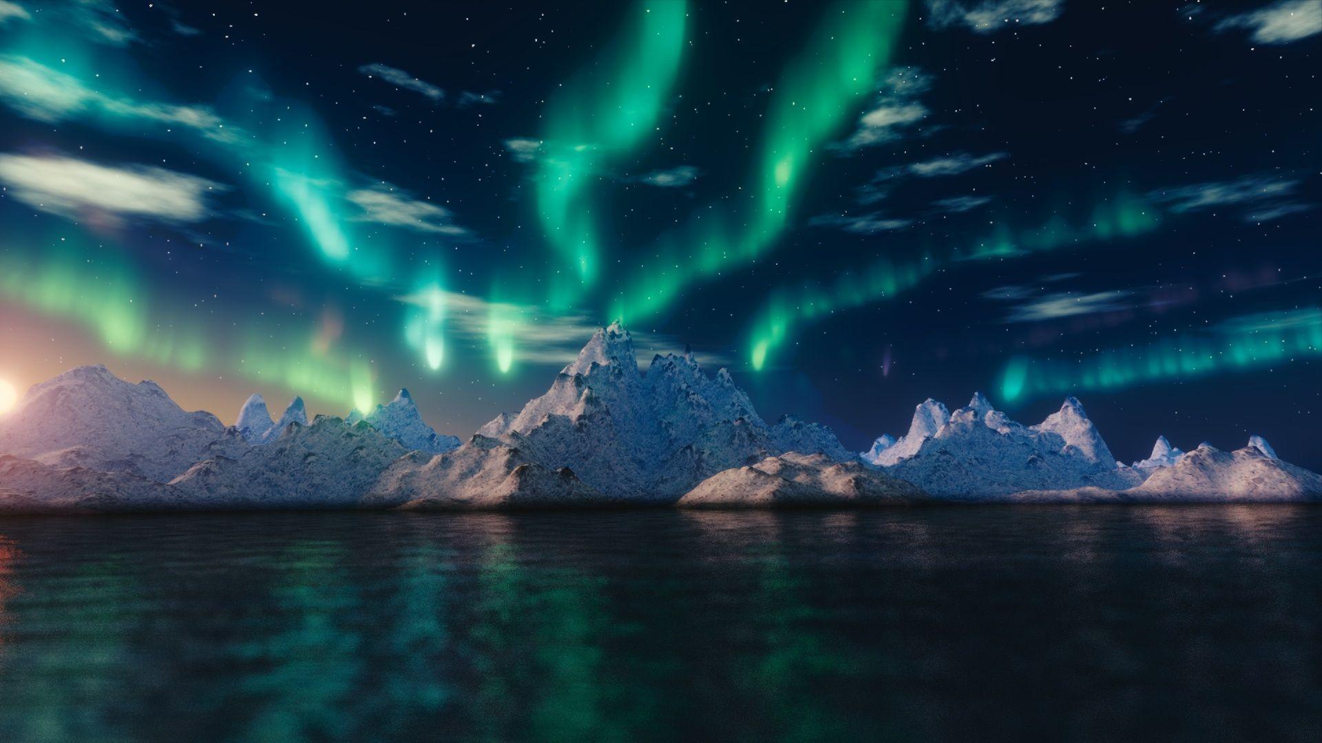 Free Image, nature, snow, atmosphere, color, aurora borealis