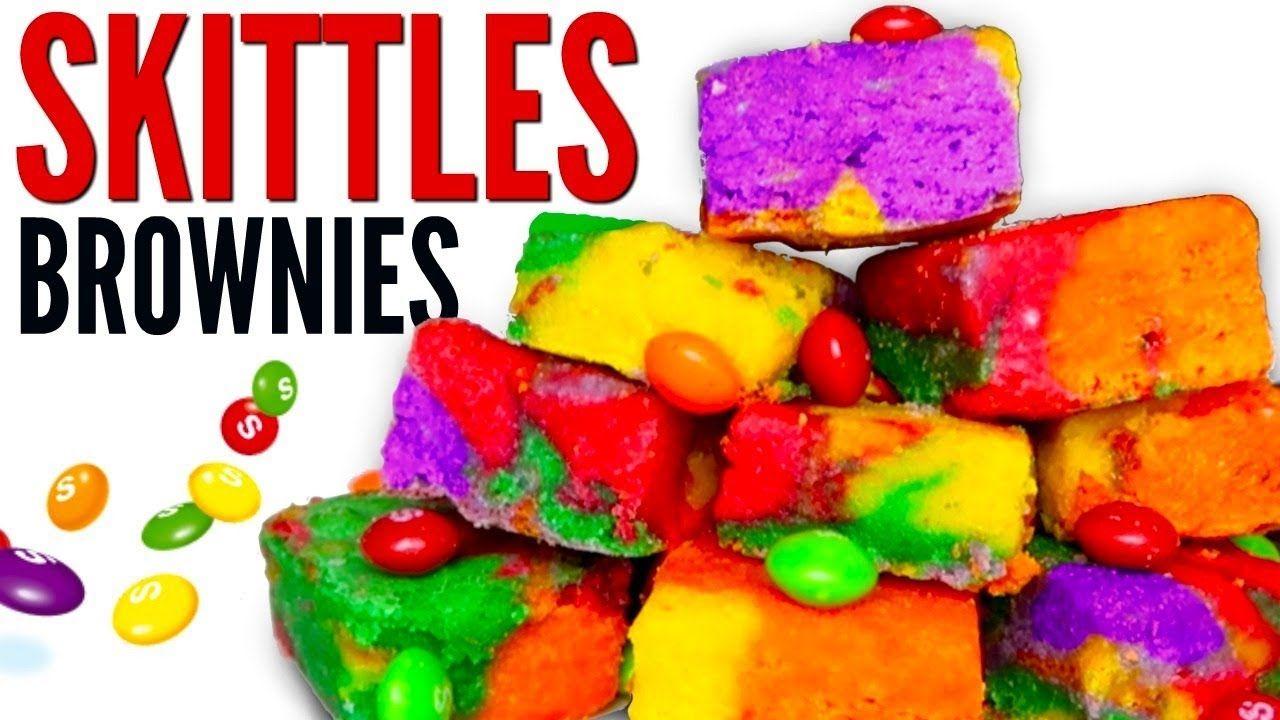 SKITTLES BROWNIES To Make Rainbow Candy Skittles Brownies