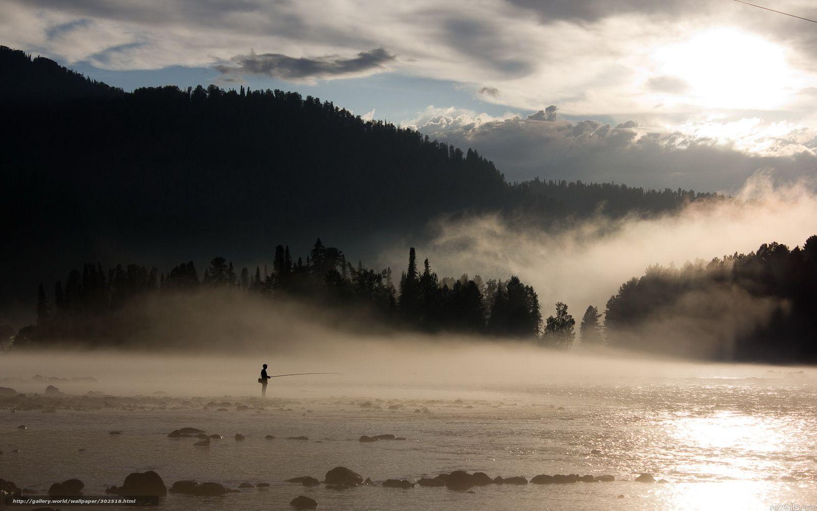 Download Hintergrund Angeln, Fluss, Nebel Freie desktop Tapeten