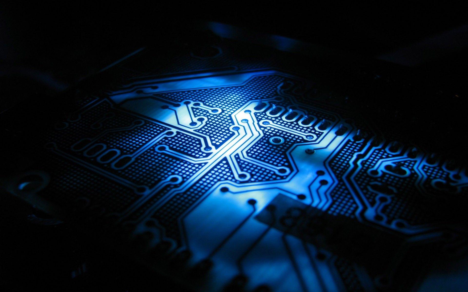 Blue Electronic Circuit Board Wallpaper free desktop background