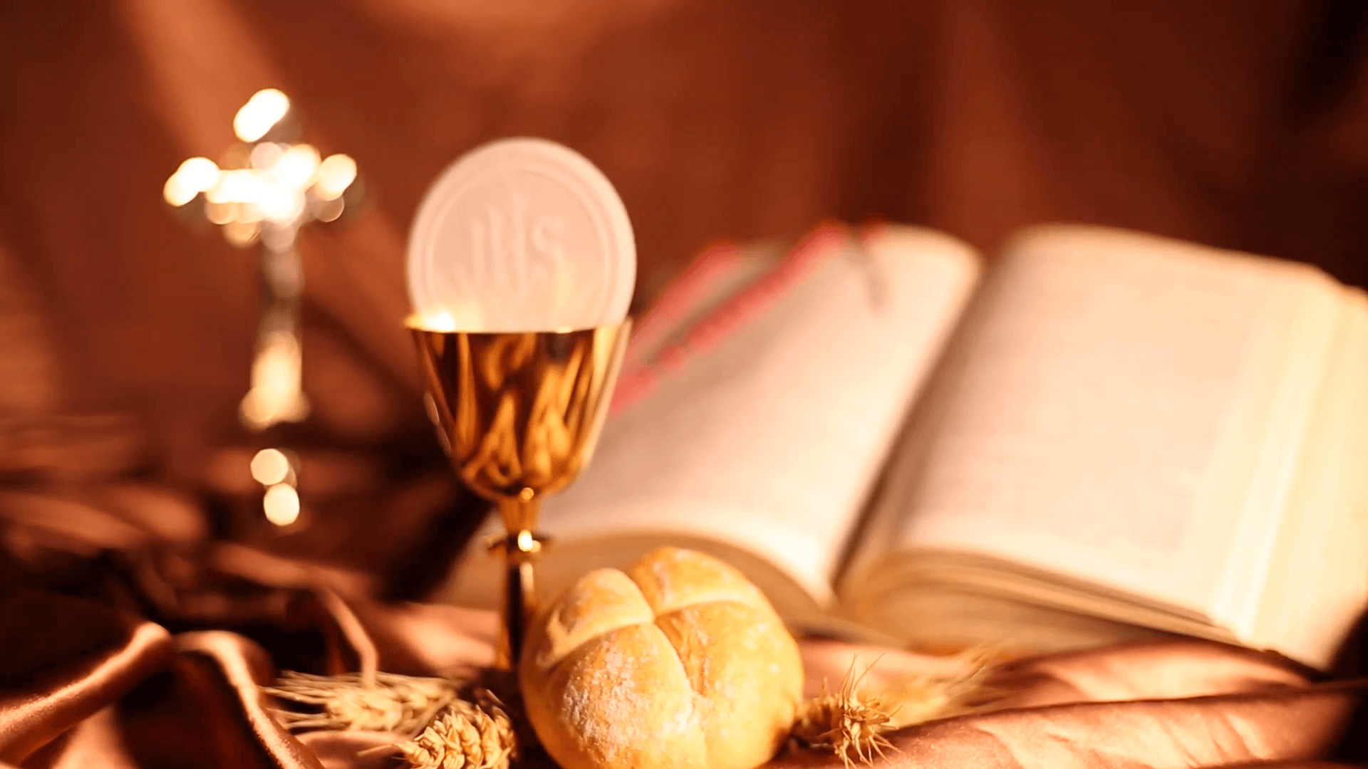 Holy Communion Bread, Wine Stock Video Footage