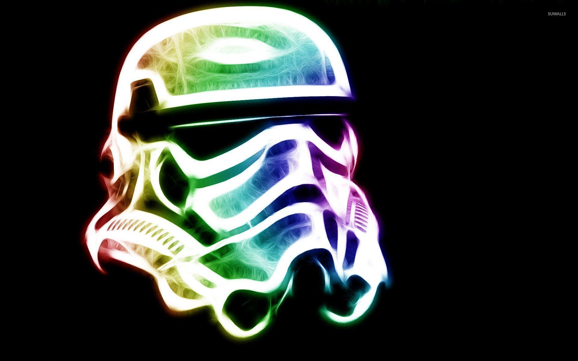 Neon Stormtrooper helmet Wars wallpaper