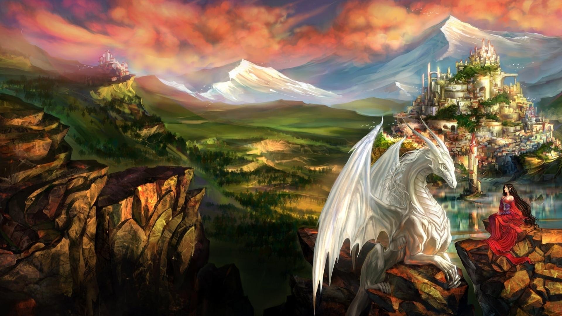 Fantasy White Dragons Wallpaper HD. I HD Image