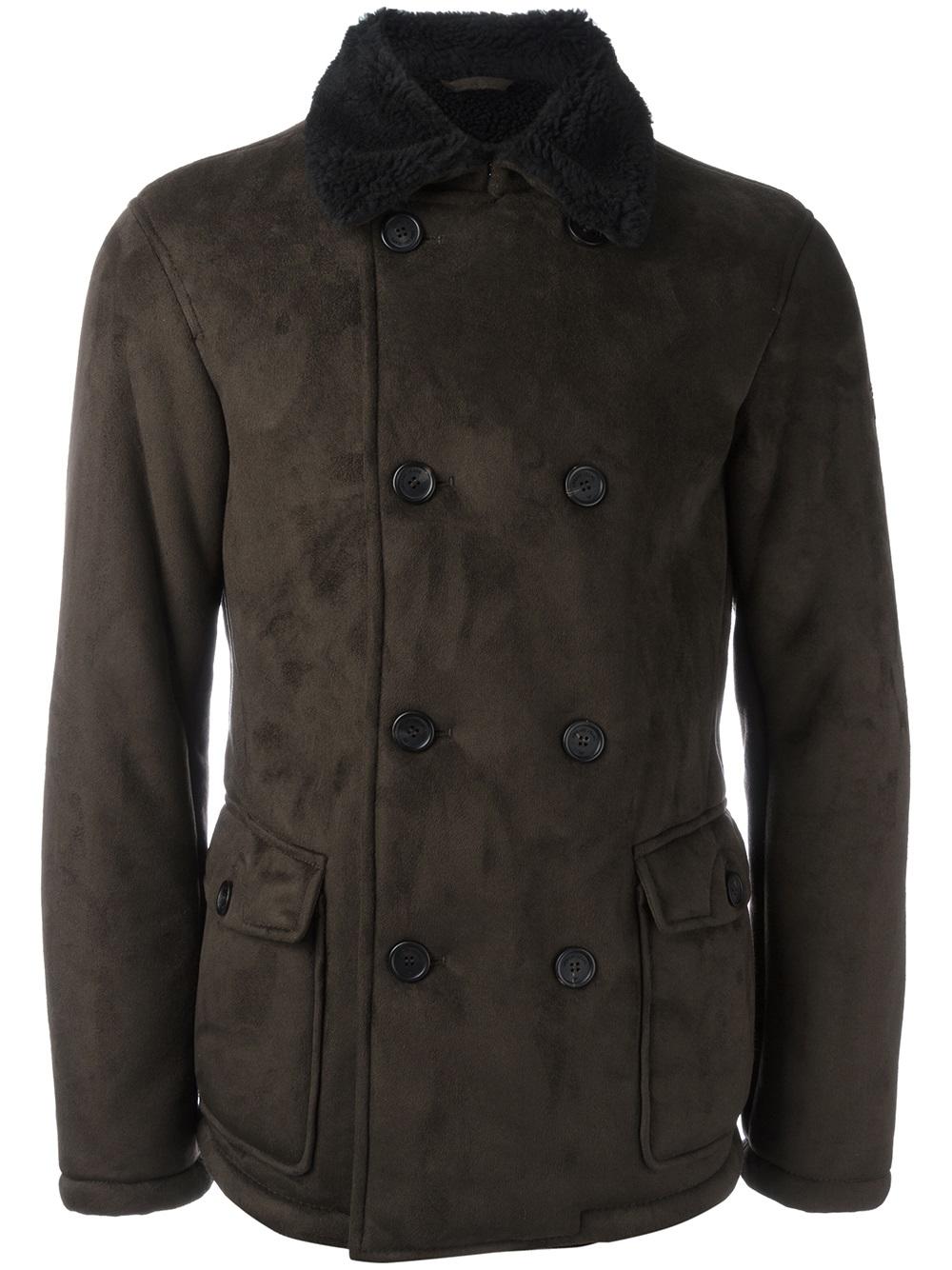Armani clothes online, armani jeans contrast collar peacoat men