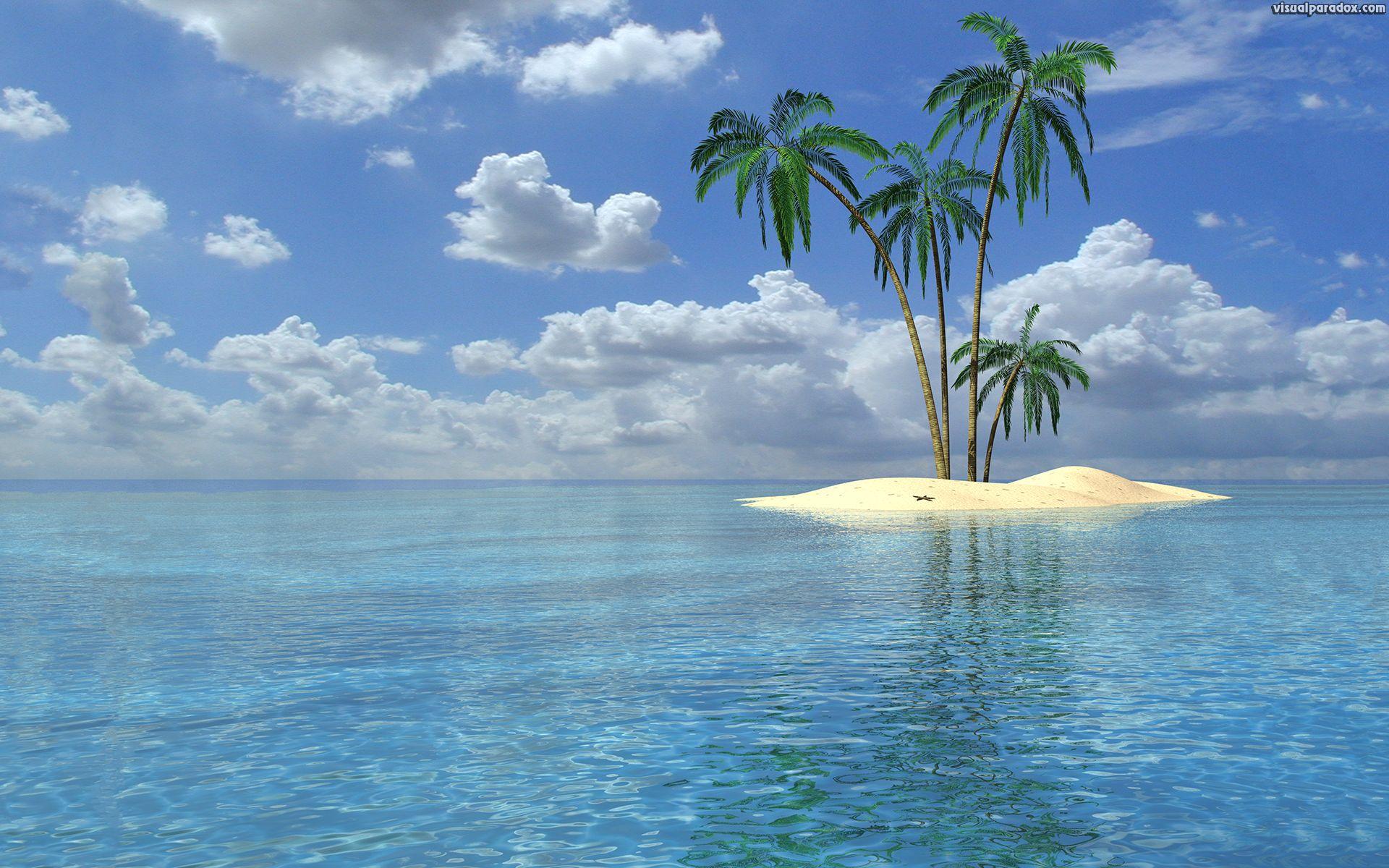 Palm Trees 3D Beach Wallpaper Desktop Wallpaper. MoshLab