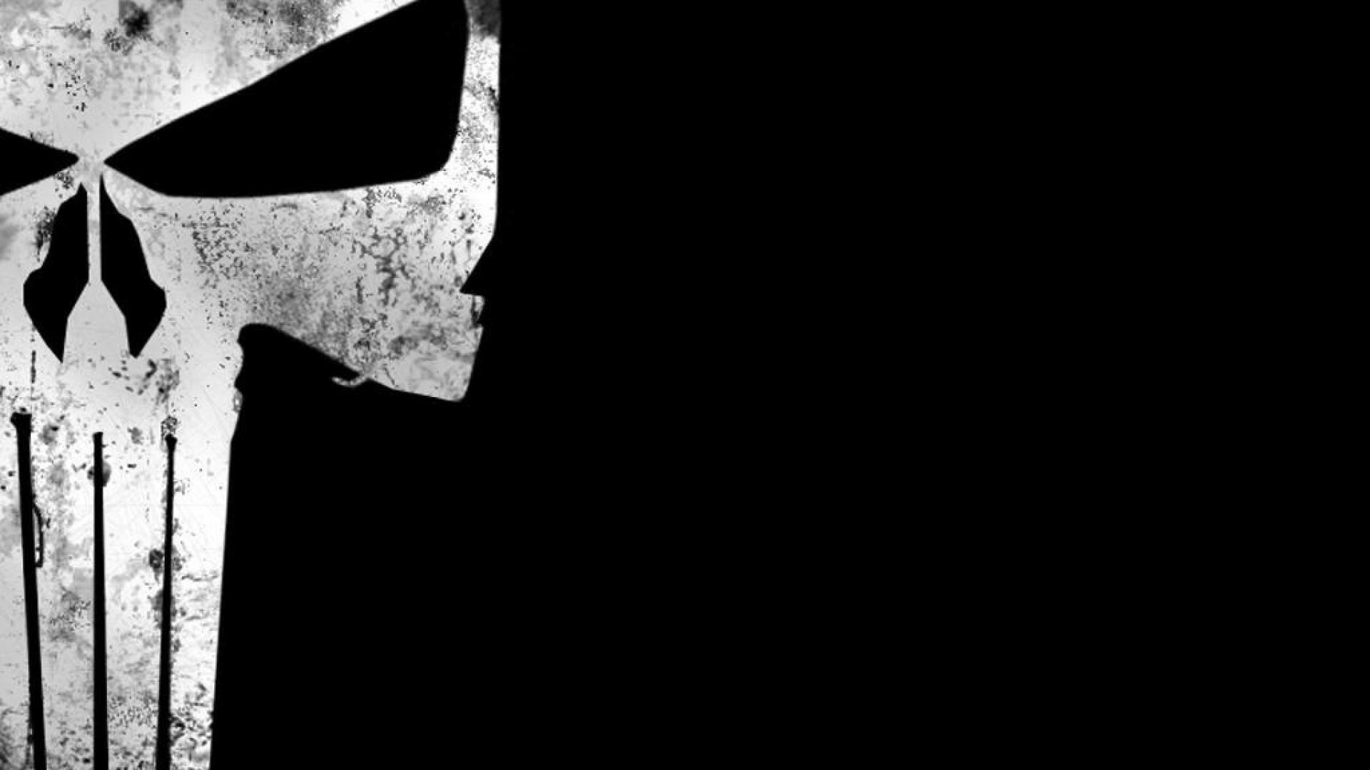 Wallpaper punisher, superhero's logo, minimal, dark desktop