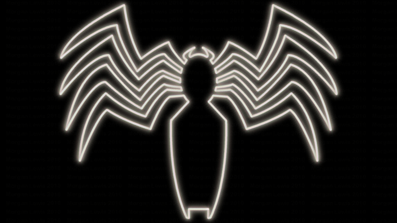 Black Spider Man And Venom Neon Symbol WP