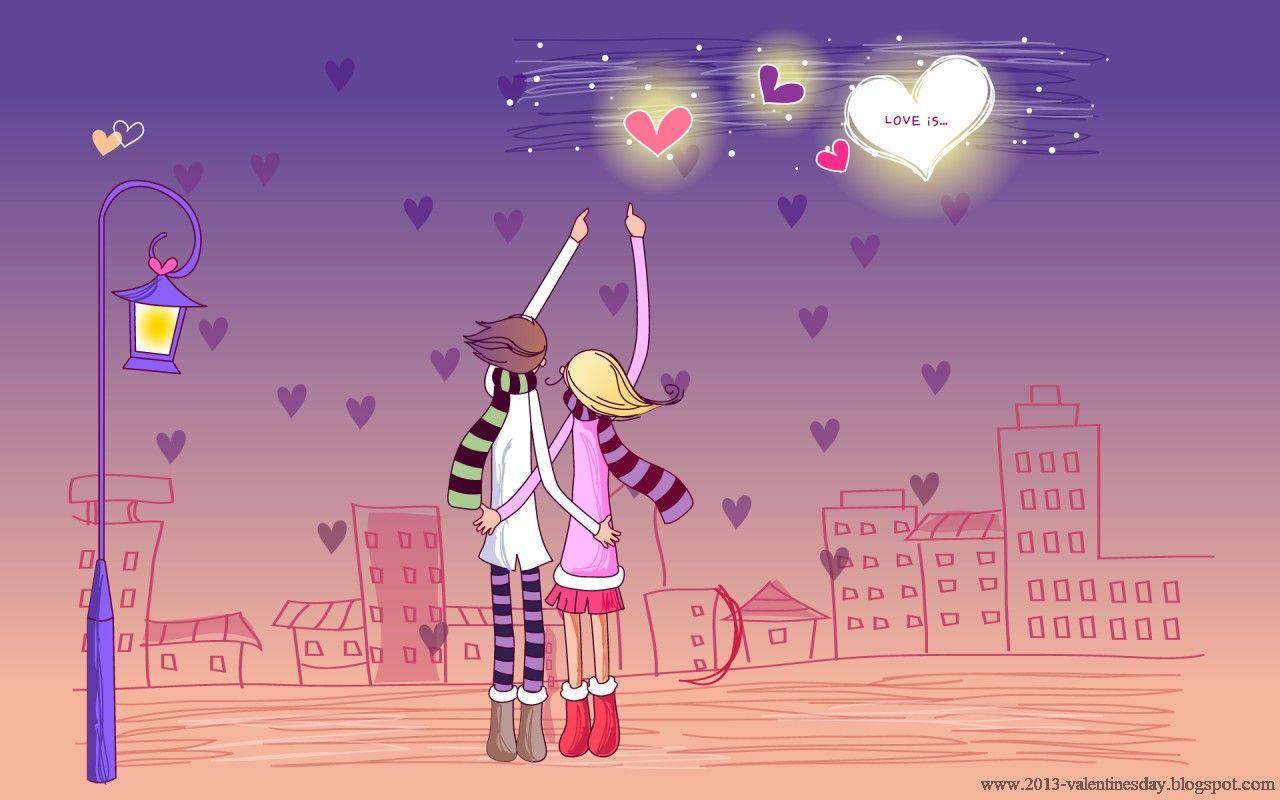 Cute Valentine's Day Wallpaper. Cute Cartoon Couple Love HD