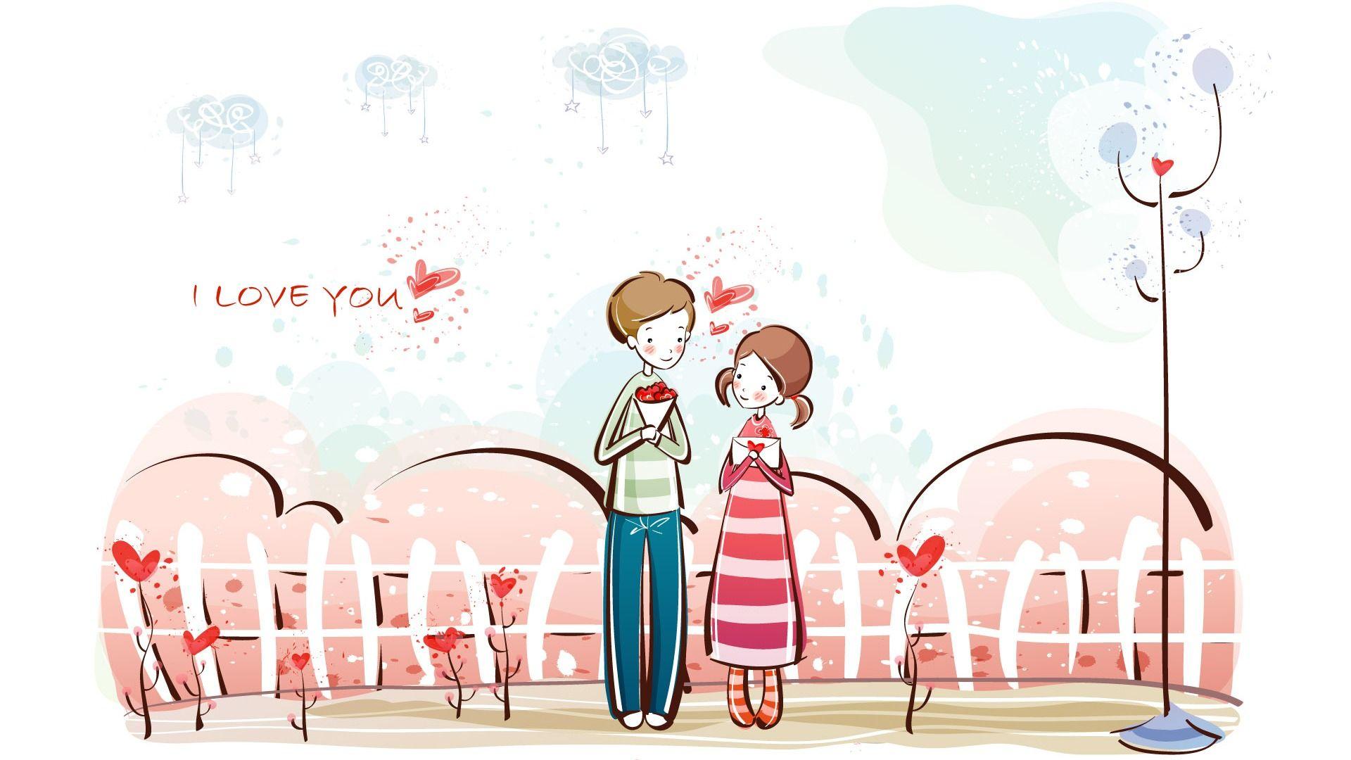 Love Couple Cartoon Screen Wallpaper. LOVELY WALLPAPERS