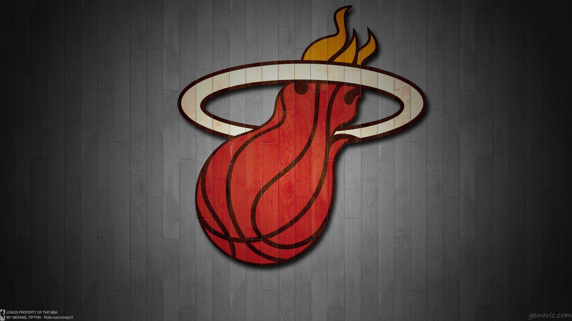 Download Miami Heat Logo On Red Violet Wallpaper