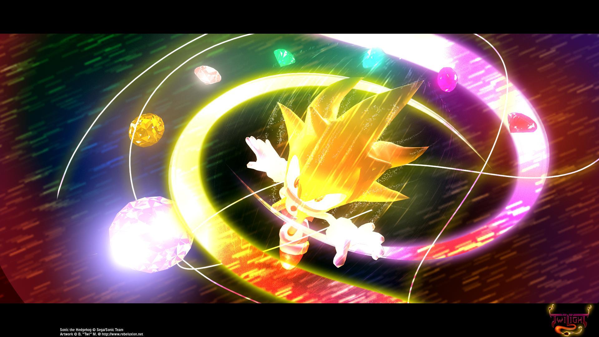 Download Caption: Hyper Sonic Speeding Through Space Wallpaper