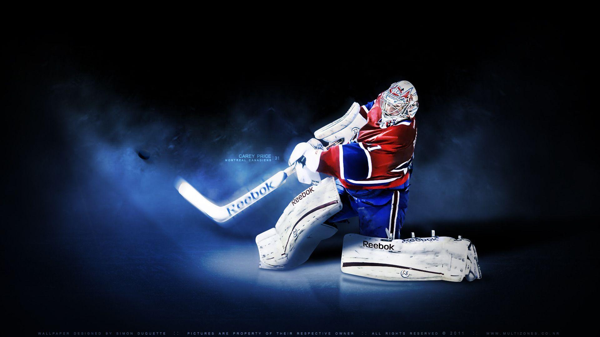 An NHL Wallpaper featuring Montreal Canadiens goaltender Carey