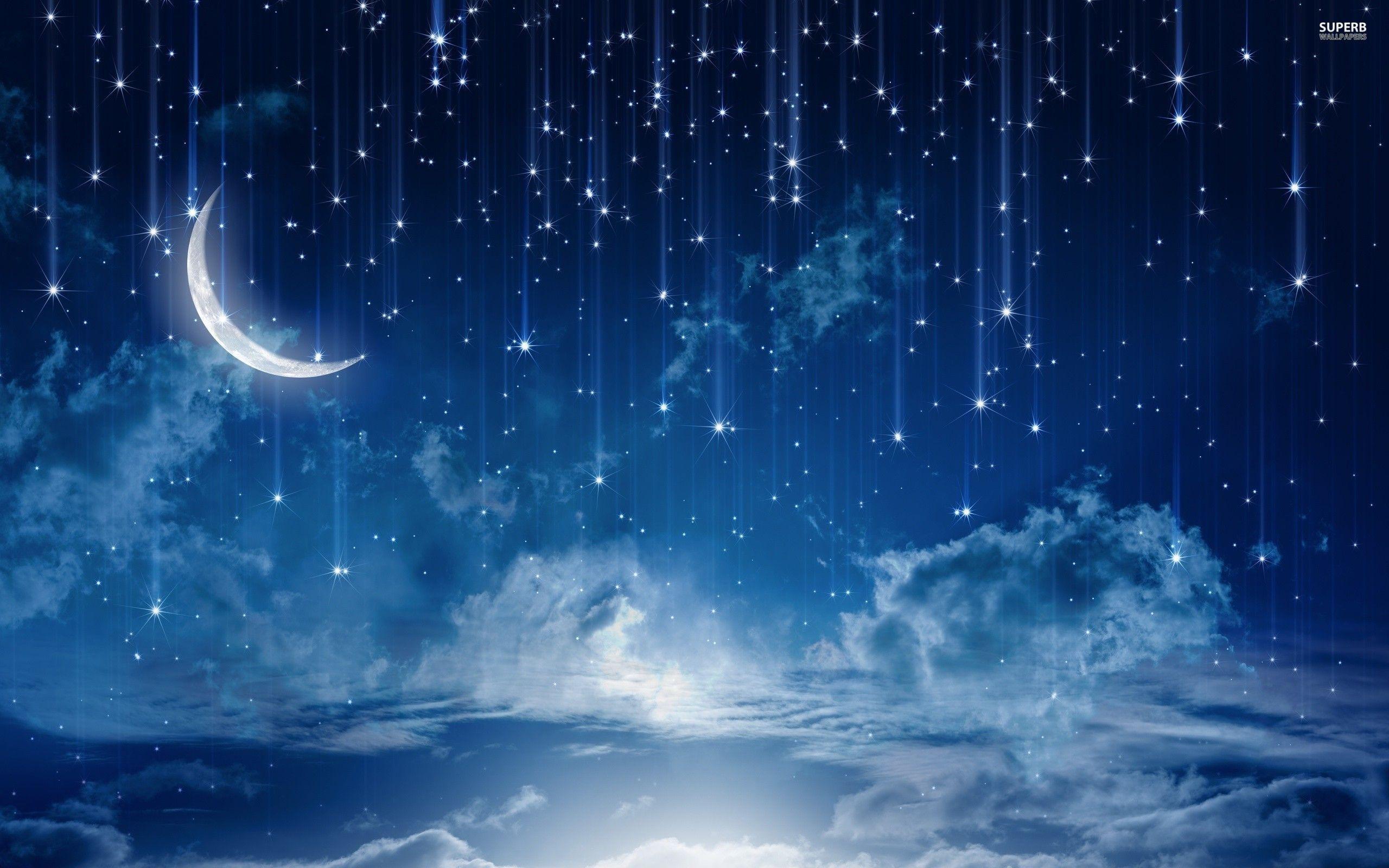Night Sky Stars Wallpaper. The Moon, her Stars