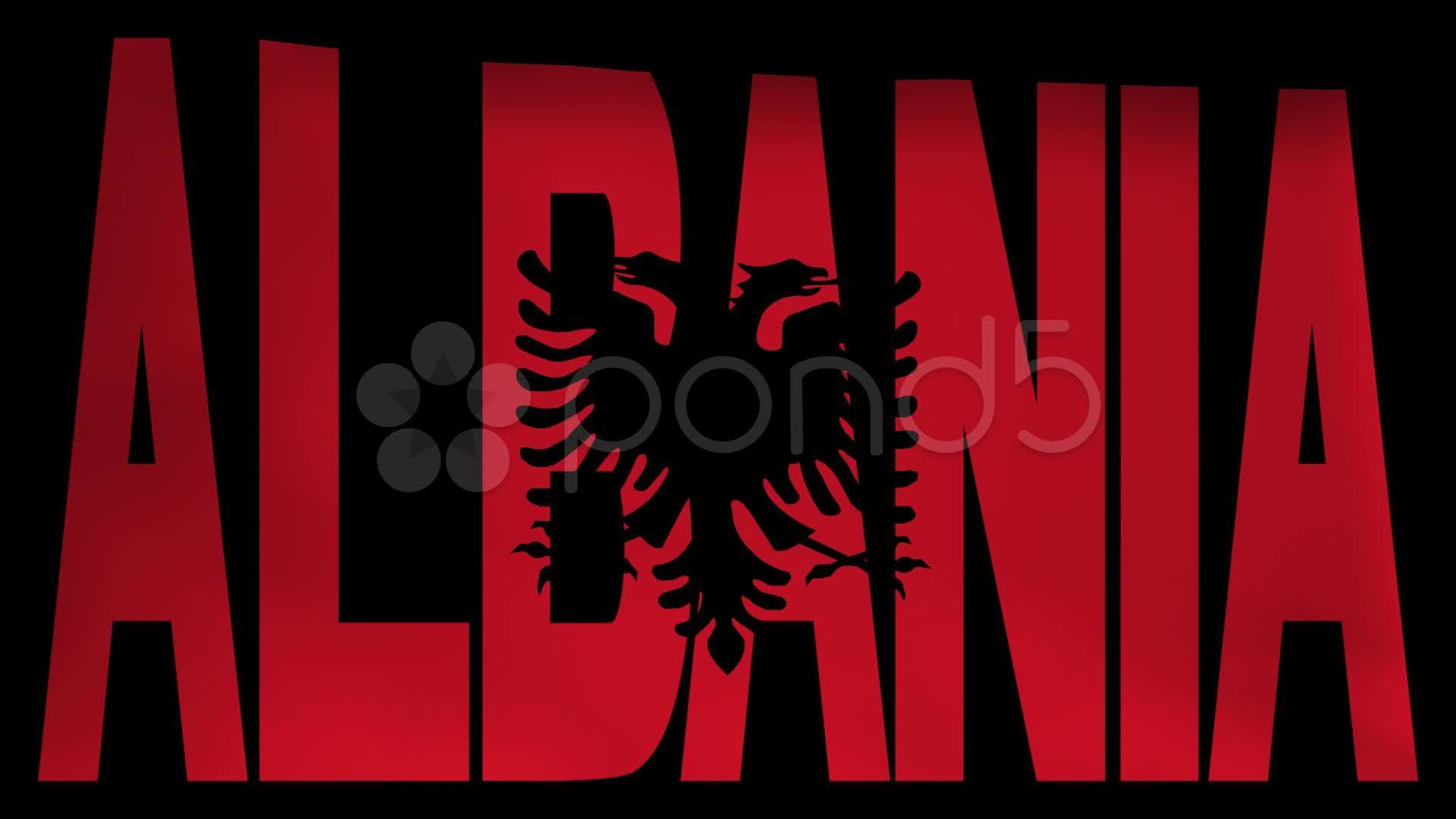Albania text with fluttering flag animation Video