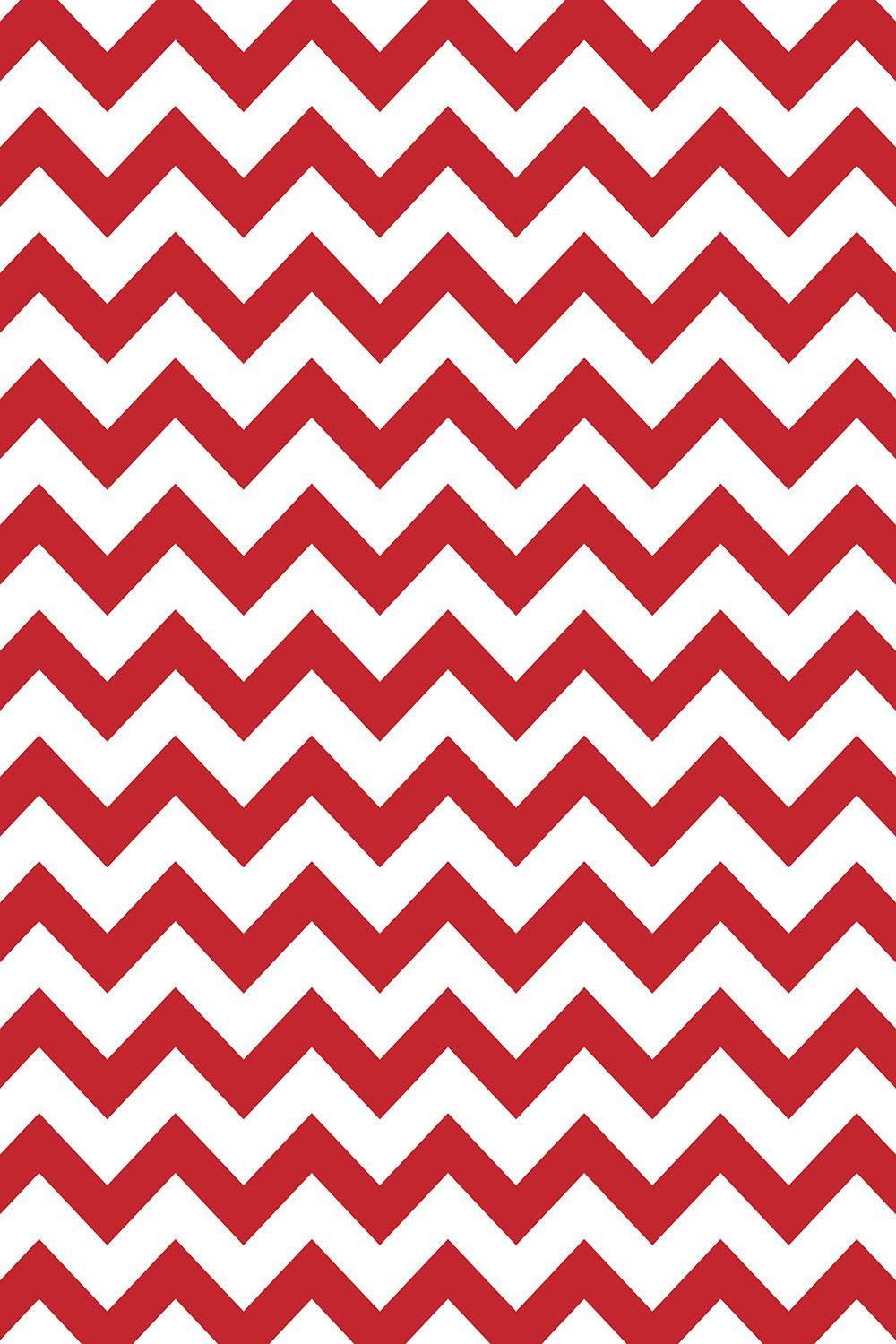 Red & White Chevron Printed Background Paper