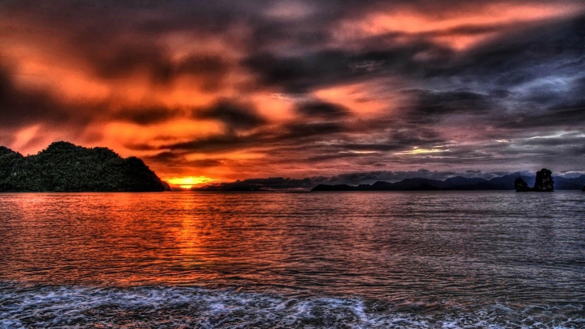 Sunsets: Boulders Sea Beach Beautiful Sunset Desktop Background