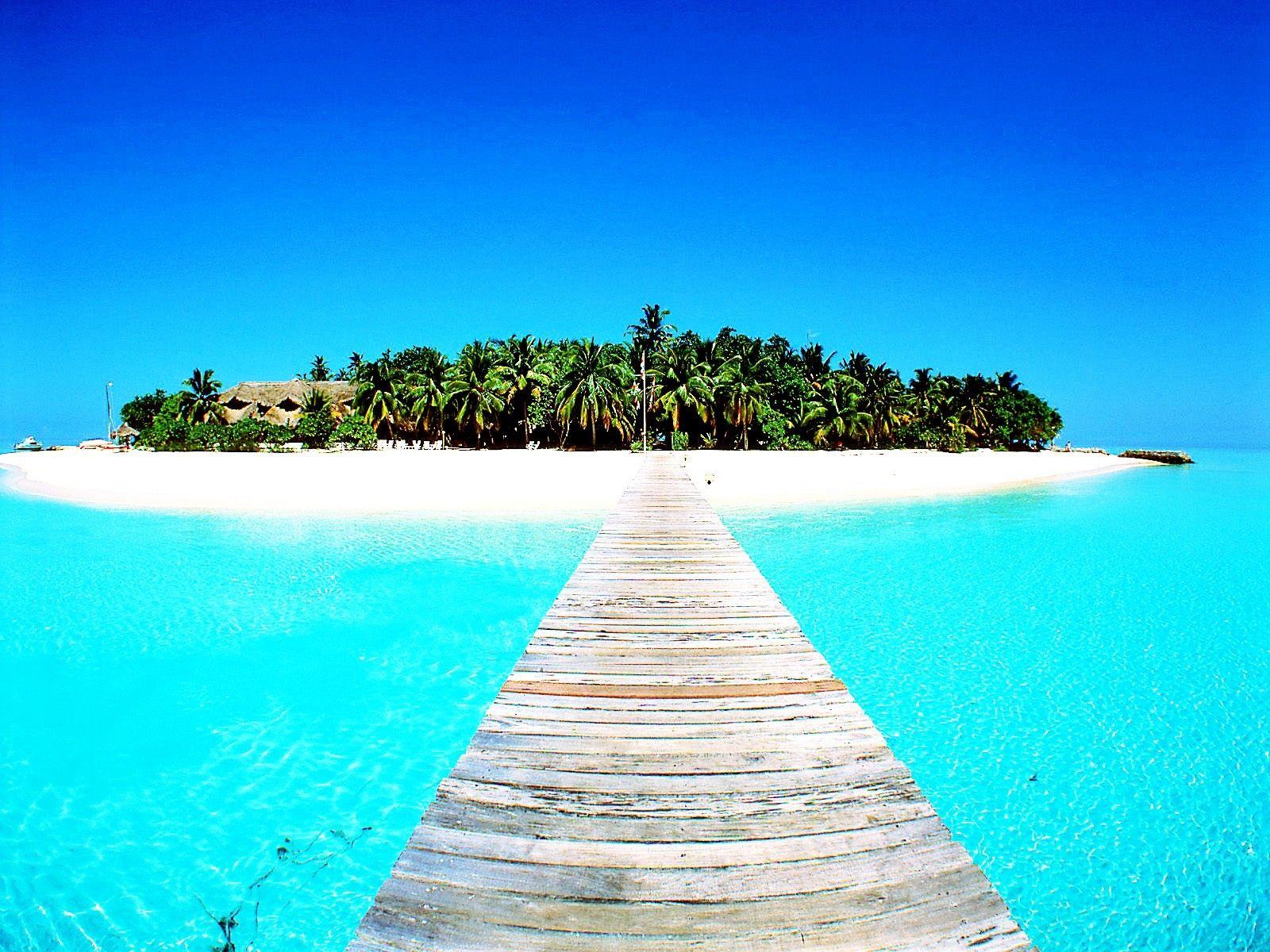 Beaches: Island Maldives Sea Nature Paradise Wallpaper for HD 16:9