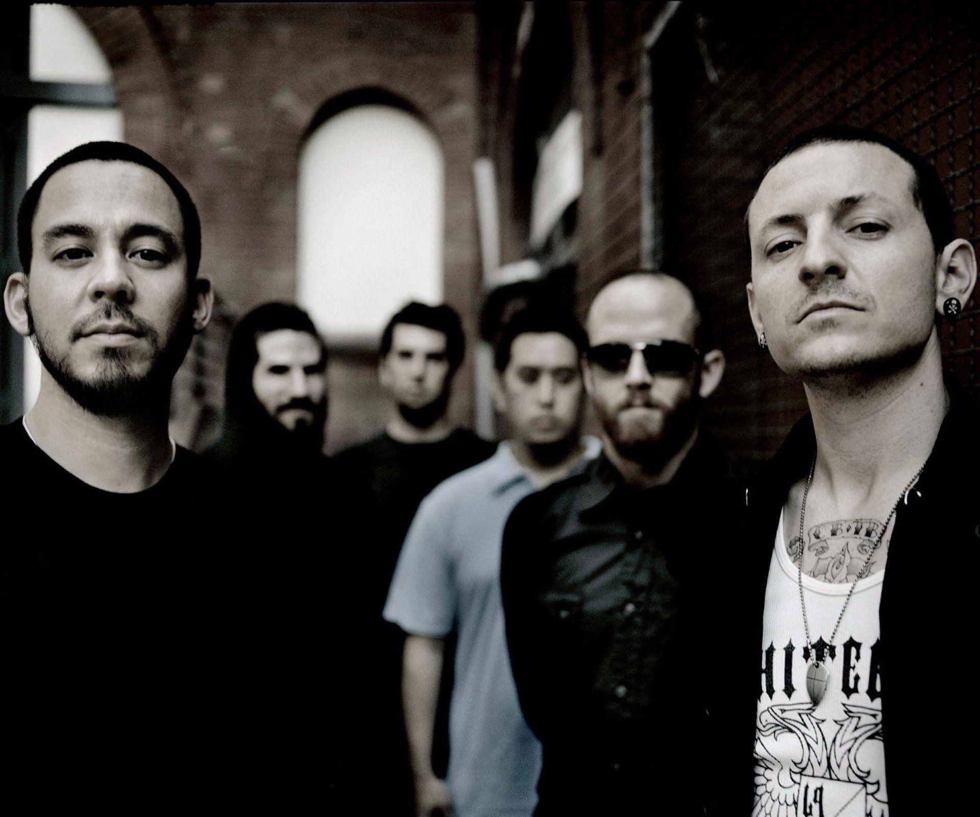 linkin park the group chester mike shinoda darkened photo HD wallpaper