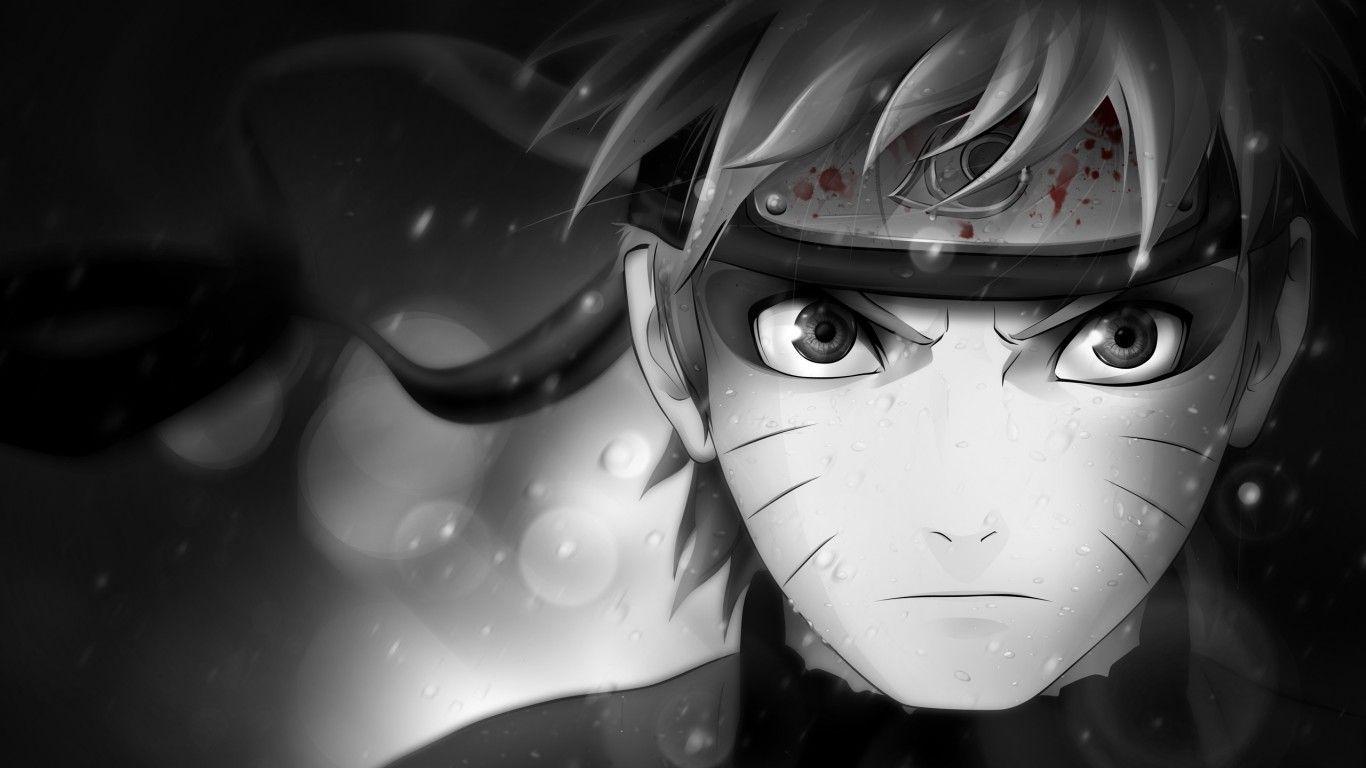 Naruto Blak and White 1366 x 768 HDTV Wallpaper