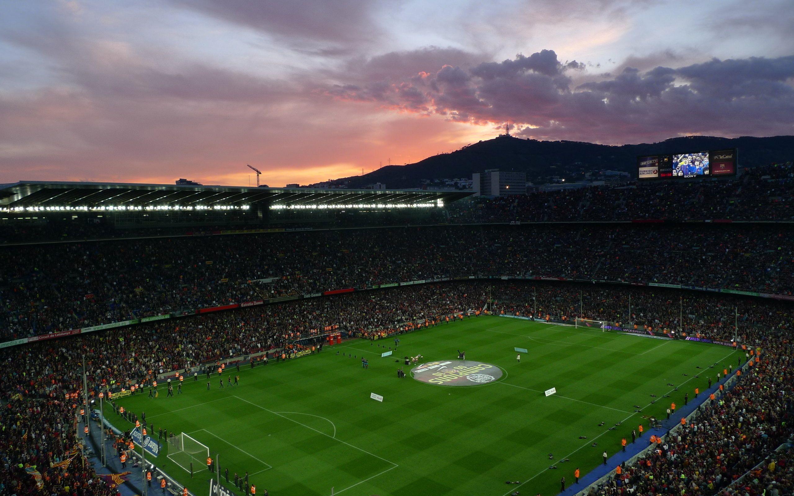 Wallpaper football, stadium, barcelona, clouds, Camp Nou desktop