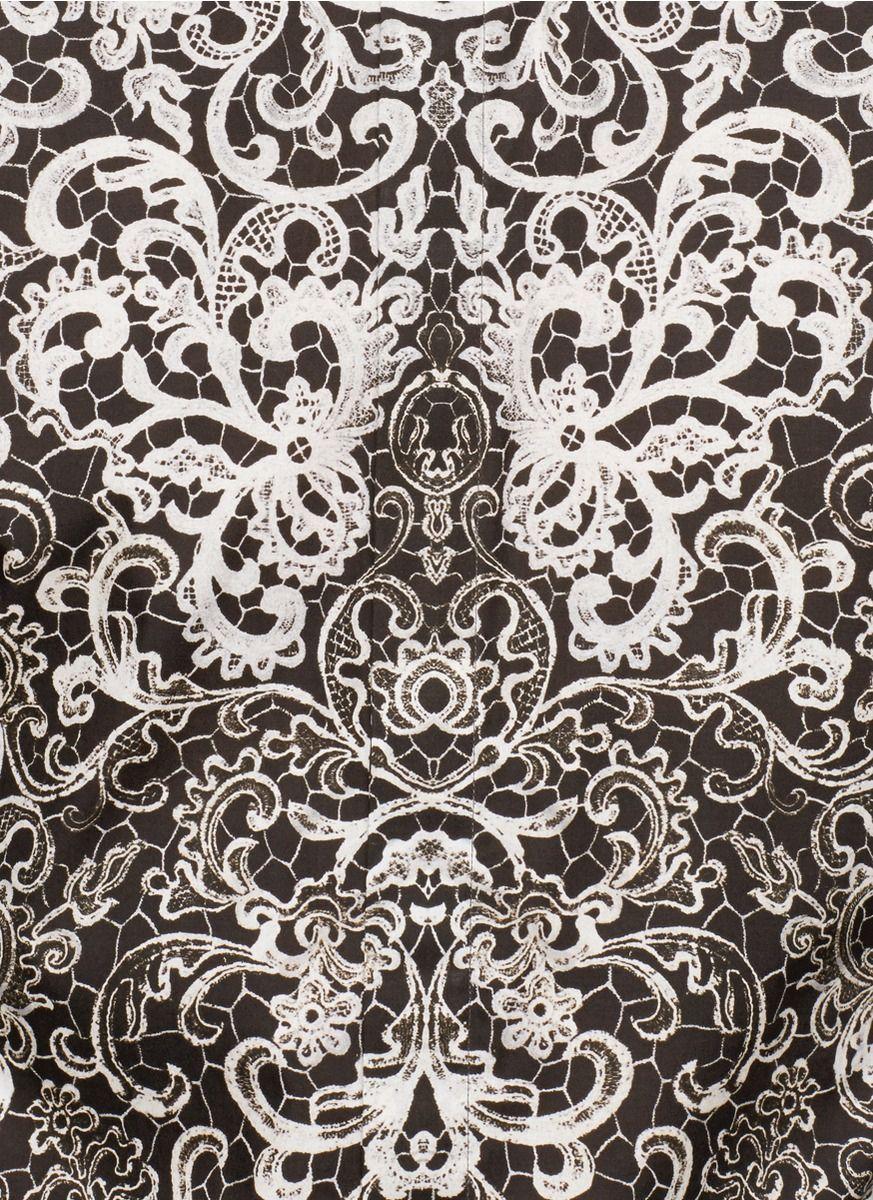 Lyst Mcqueen Allover Filigree Print Cotton Shirt