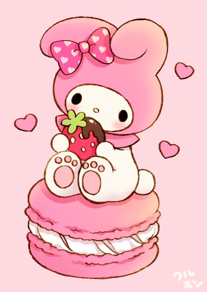 Sanrio My Melody Strawberry Macaron Wallpaper Wp5809302