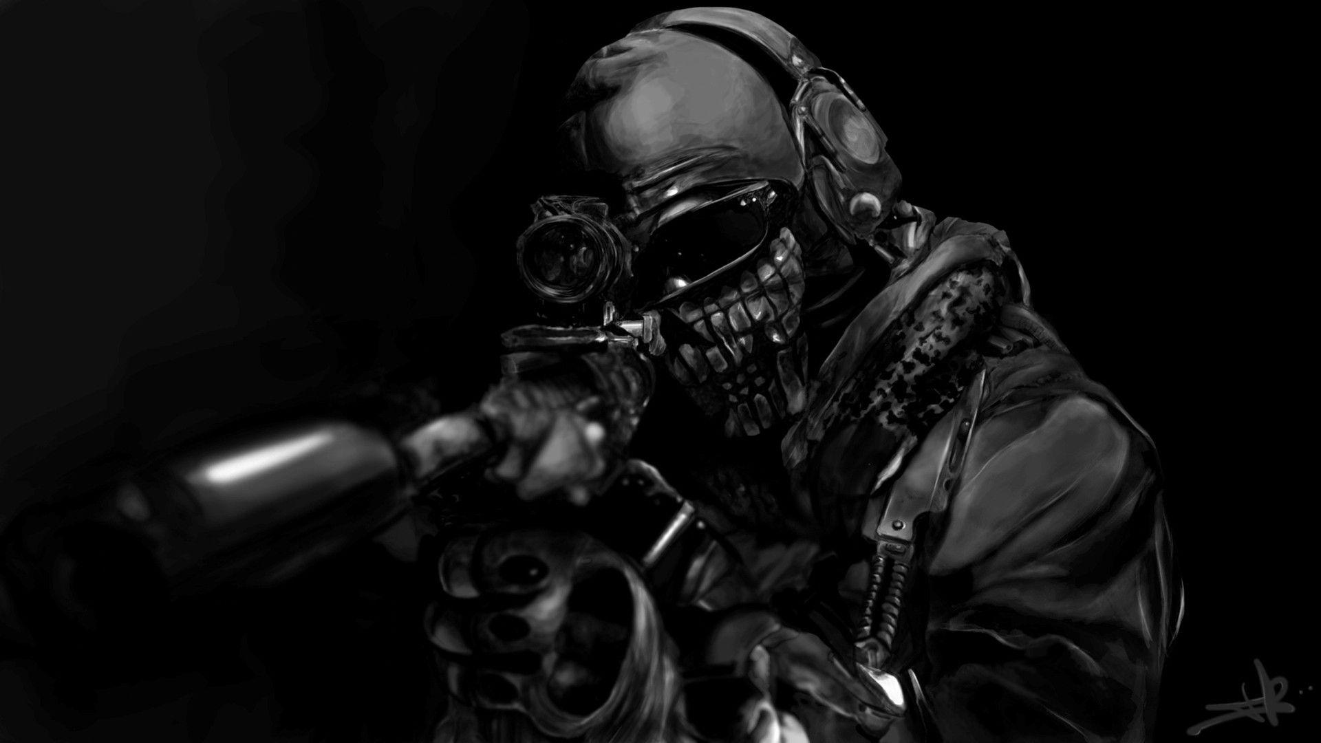 Wallpaper, video games, mask, Call of Duty Ghosts, sniper rifle