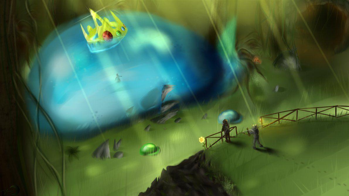 King Slime by CrazyGhostle. Terrarium, Game art, Terraria memes