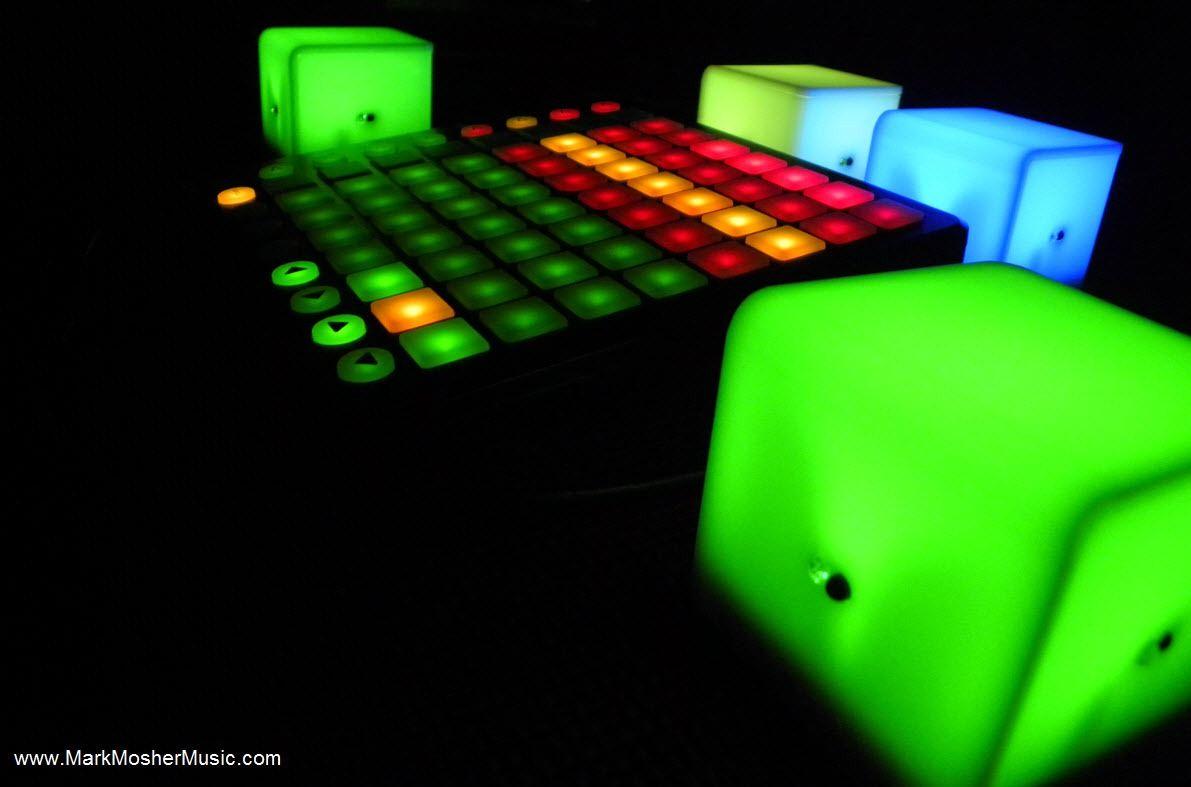 Quick Picture of Novation Launchpad and Percussa AudioCubes
