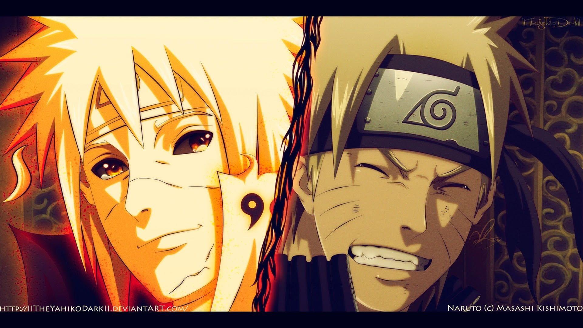 Minato and Naruto illustration HD wallpaper