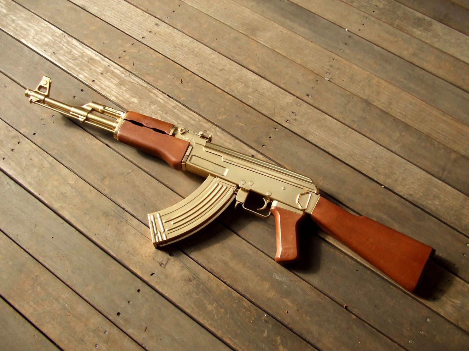 AK 47 Gold Model. HD Guns Wallpaper for Mobile and Desktop