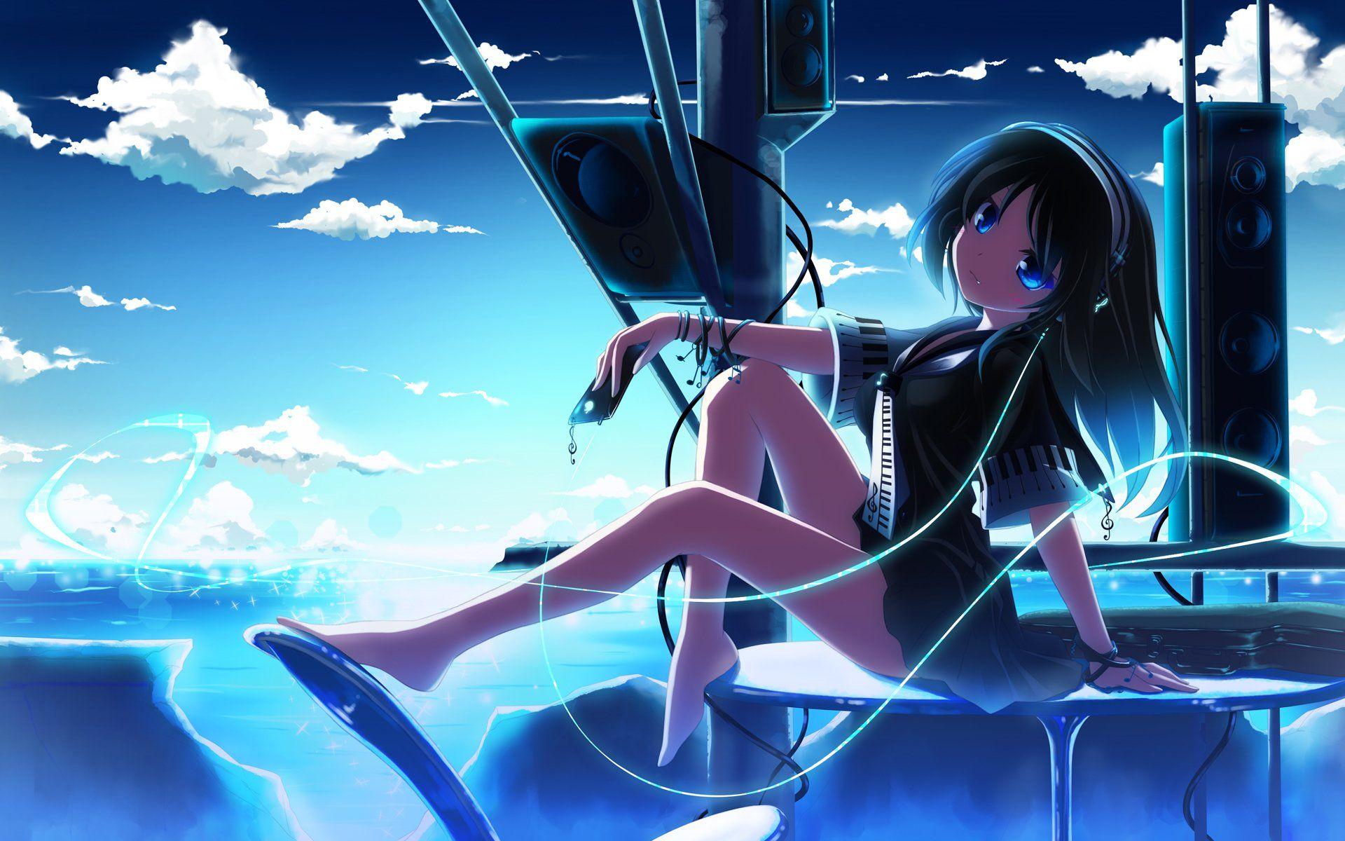 sticky-rail868: Anime girl DJ Listening to Music with book