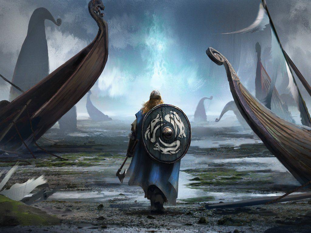 Desktop wallpaper viking, warrior, fantasy, art, HD image, picture