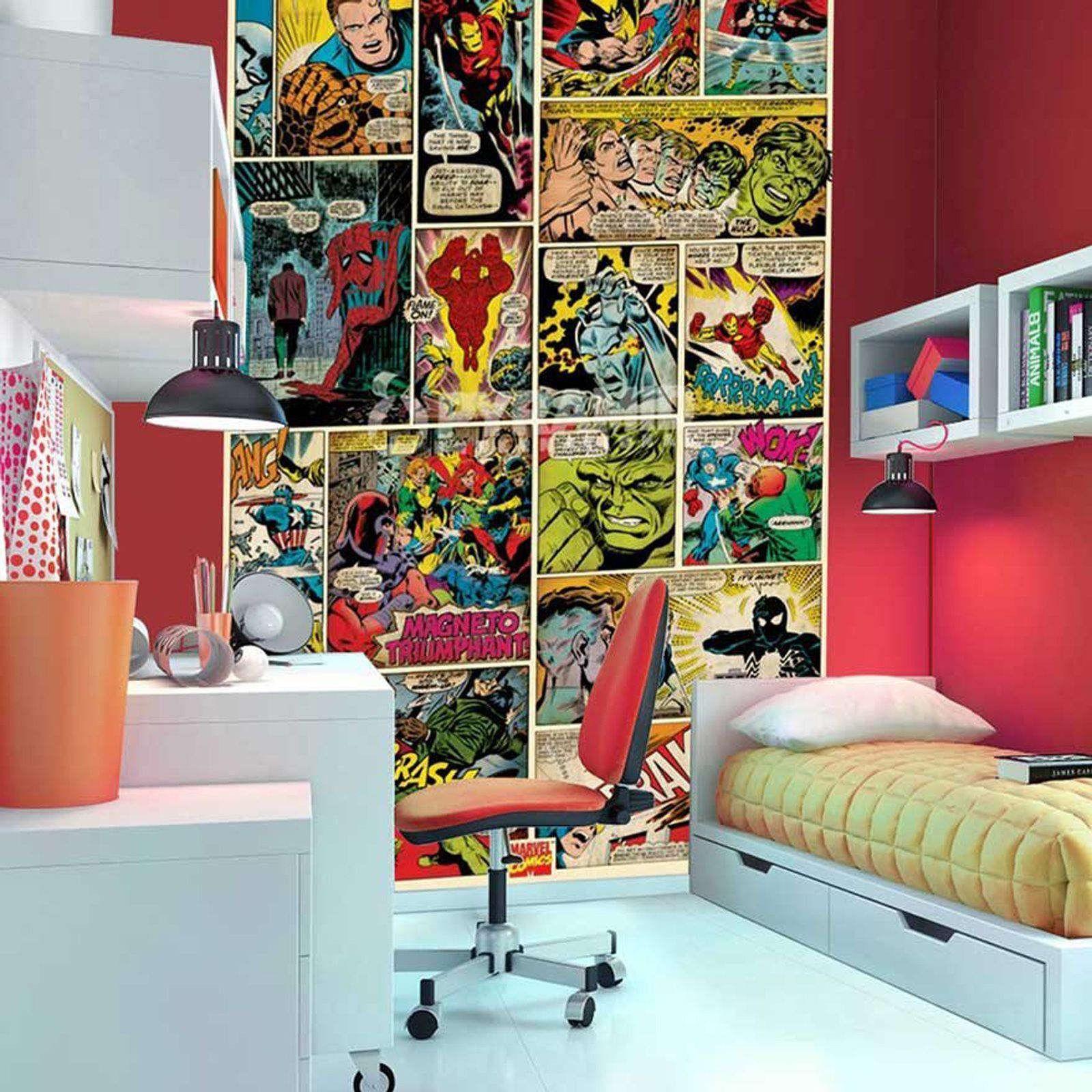Kids Room Cool Marvel Wallpaper Design Inspiration Art Drawings Wall
