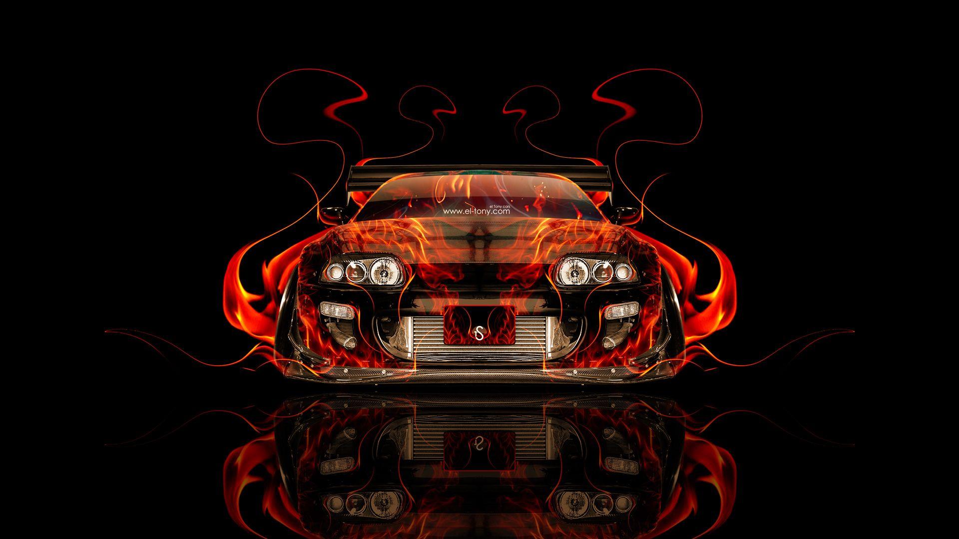 Toyota Supra JDM Tuning Front Fire Abstract Car HD Design By Tony
