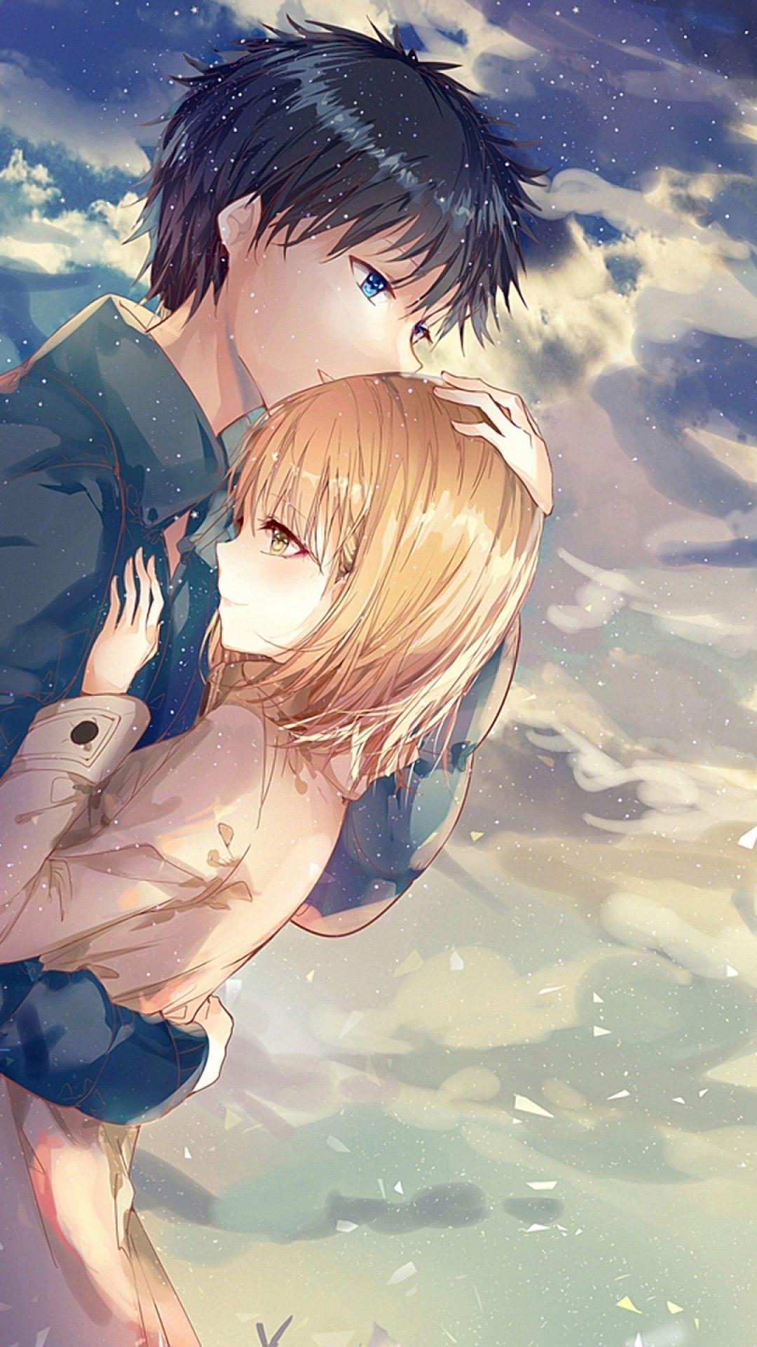 Unique Cute Anime Couple Wallpaper for iPhone Design