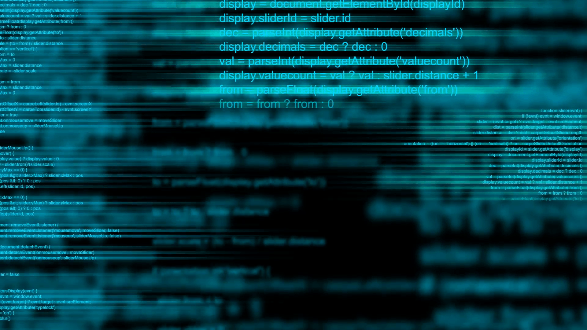 Abstract animated technology background with script programming code