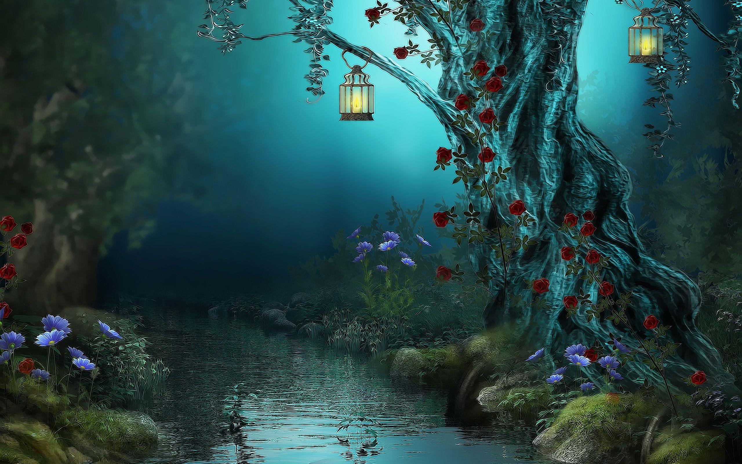 Forest Fantasy Background Wallpaper