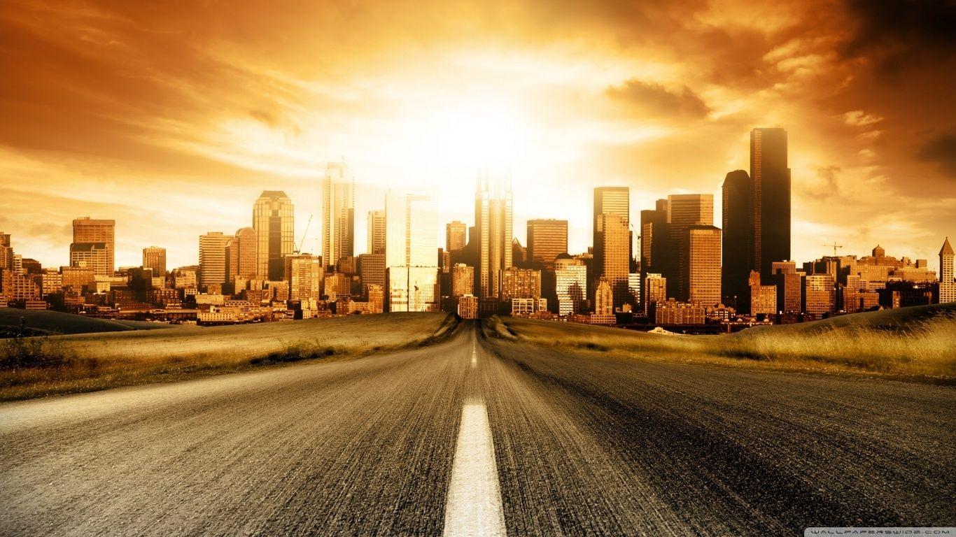 Road To City ❤ 4K HD Desktop Wallpaper for 4K Ultra HD TV • Dual