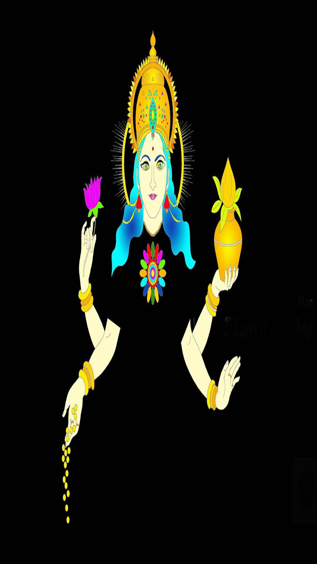 Goddess lakshmi with black background iphone full HD wallpaper
