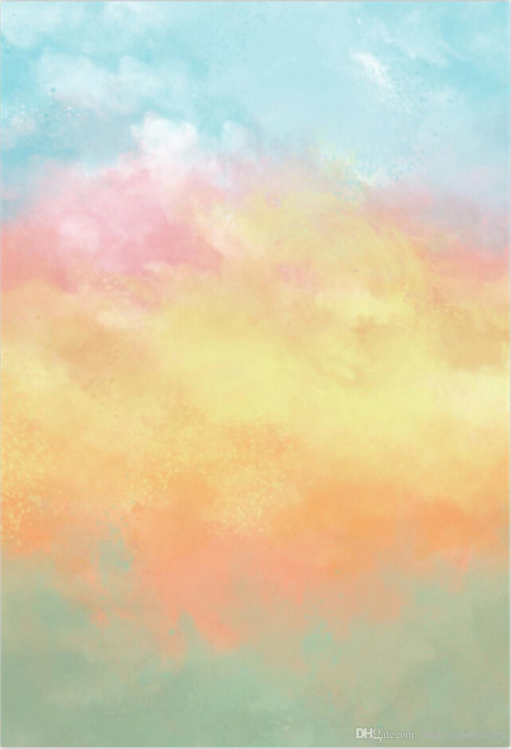 Gradient Watercolor Photography Backdrops Blue Pink Orange Colorful