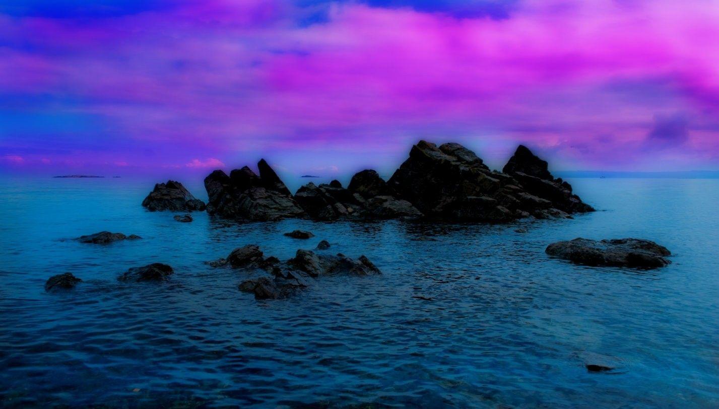Misc: Sky Clouds Nature Rocks Pink Sea Blue Wallpaper For Desktop