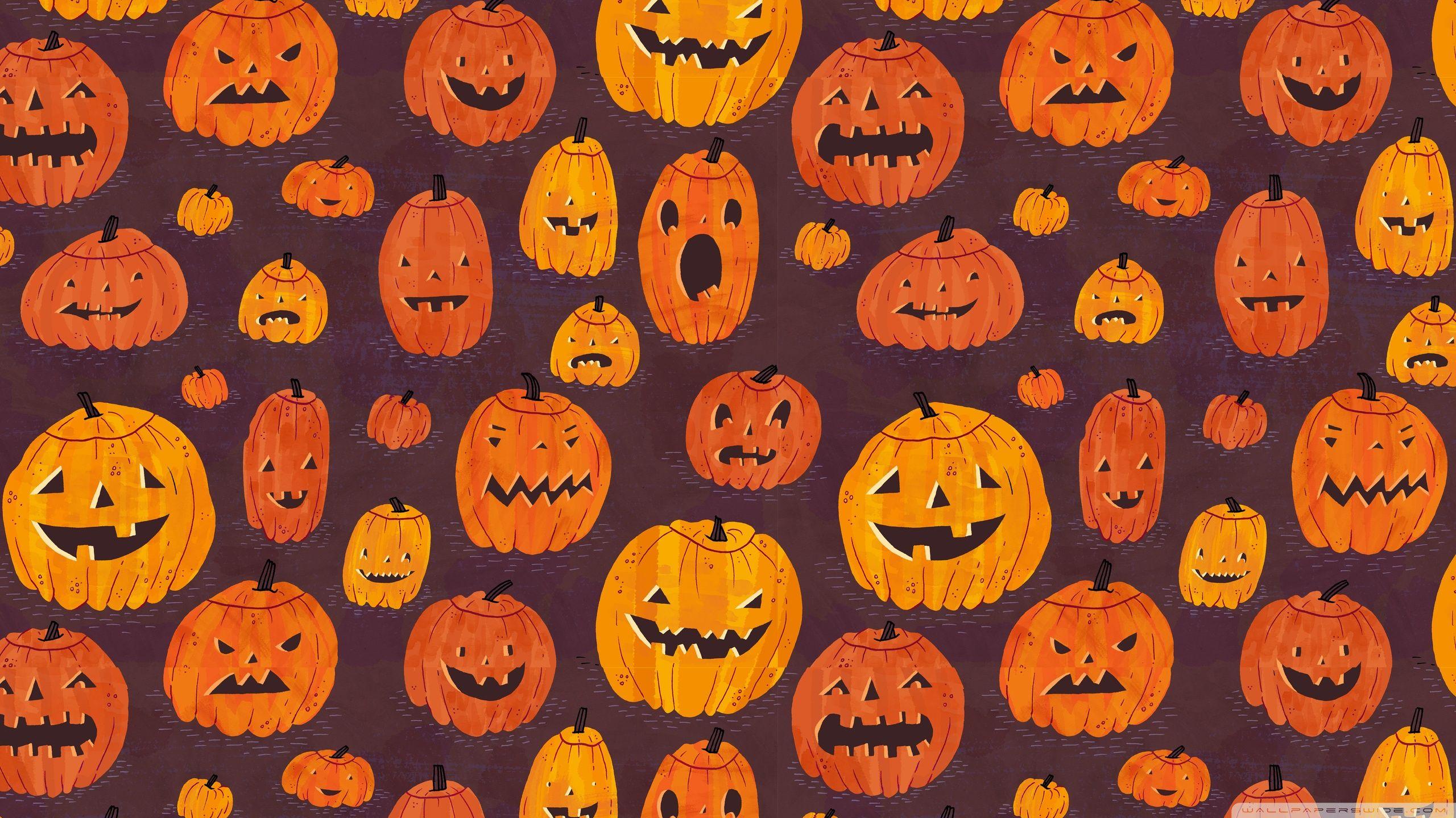 Halloween Pumpkins Pattern Ultra HD Desktop Background Wallpaper for 4K UHD TV, Tablet