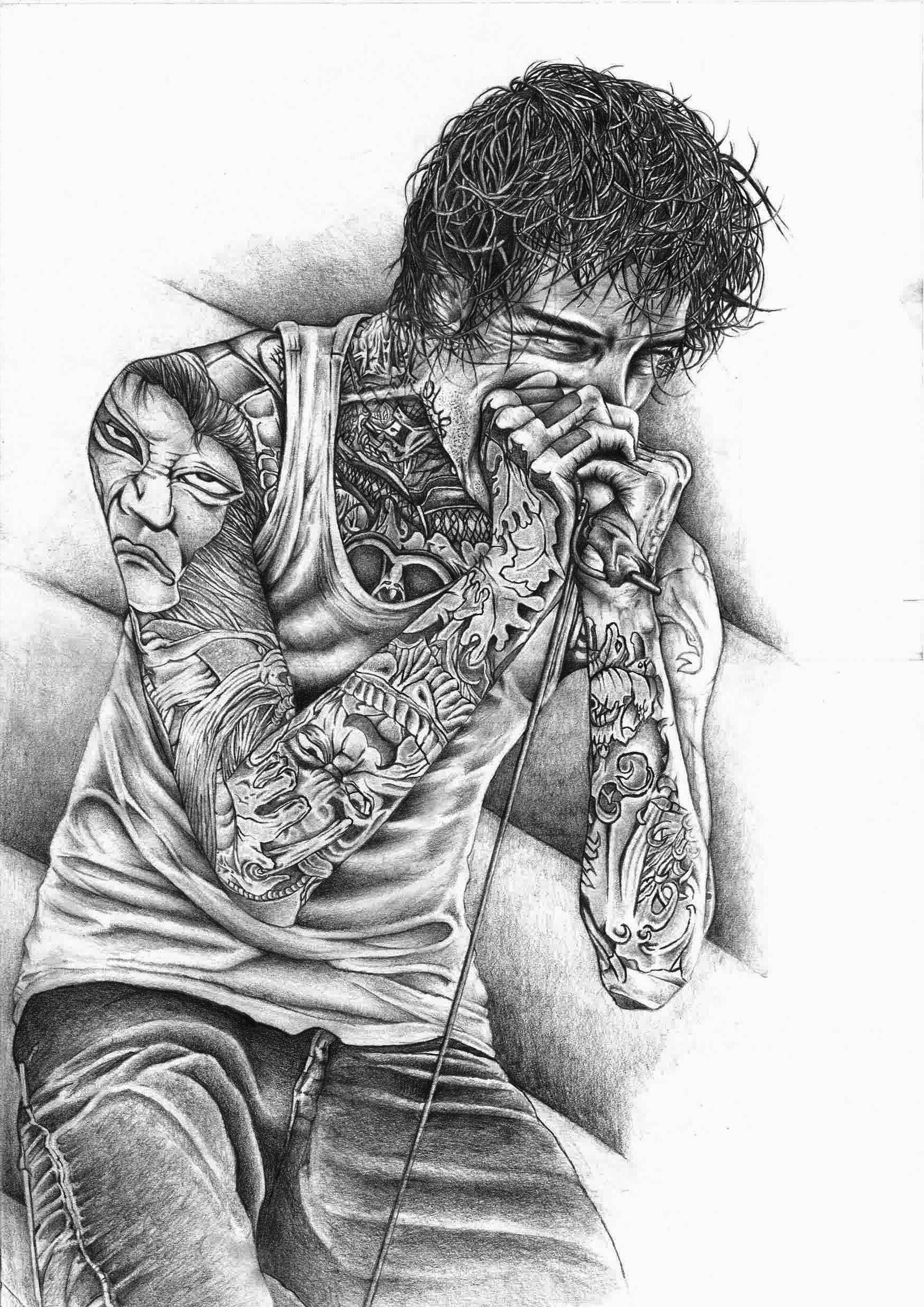 mitch lucker suicide silence deathcore drawing tattoo wallpaper