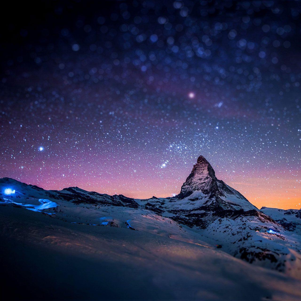 Stars And Snow Night In The Alps Samsung Galaxy Tab 10 wallpaper