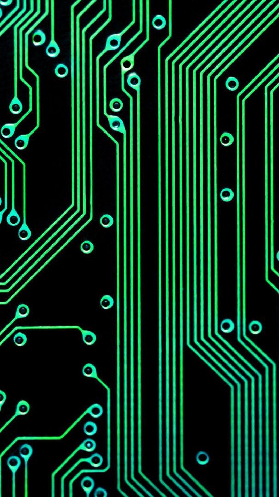 Electronic Circuit Green Black Android Wallpaper free download