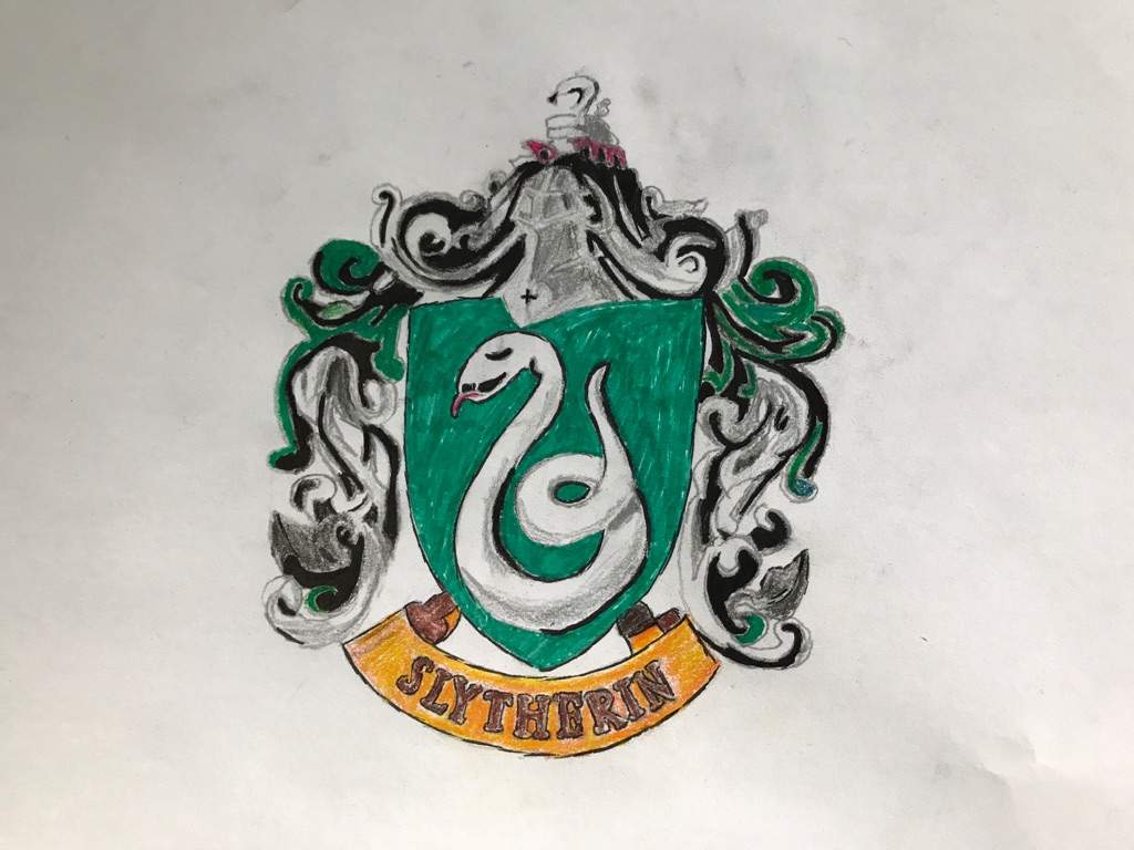 Drawing of Slytherin crest. Harry Potter Amino